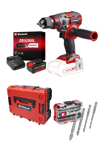 Einhell Profesyonel TP-CD 18/80 Li Bl Akülü Vidalama Seti 4AH Starter Kit 4 Parça XS-case Fayans Delici Uç Seti + Saklama Çantası Dahil