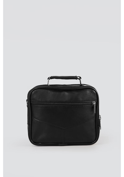 Westbag Erkek Siyah Yatay Model Çelik Kasalı Hakiki Deri El Ve Omuz Çantası Orta Boy
