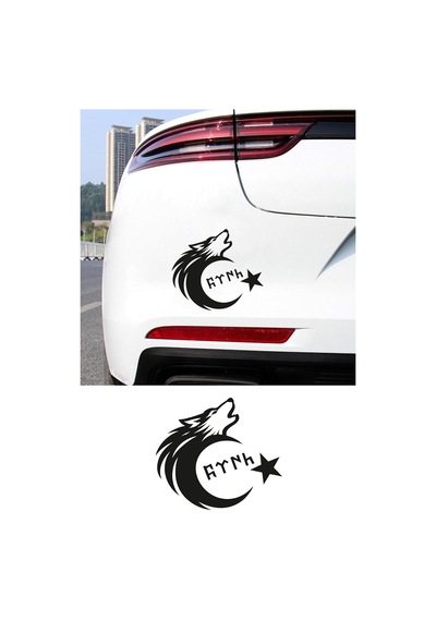 Tr Türk Motifli Bozkurt Ay Yıldız Sticker - Türk Bayrağı Araba Motor Sticker 15x13cm Genel