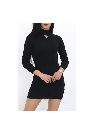 Bensu Store - Yarım Balıkçı Dekolteli Elbise Siyah - 7975.1319. 001