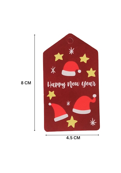 Yılbaşı Noel Şapka Temalı Hediye Etiketi, Yeniyıl Paketleme Kartı
