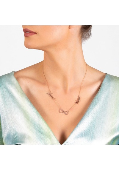 Kişiye Özel Isim/Tarih Yazılı Rose Renk 925 Ayar Gümüş Sonsuzluk (531203041)