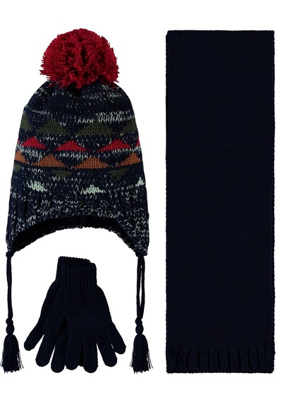 Kitikate Kitti K22170-16 Atkı Bere Eldiven (4-8 Yaş) Lacivert