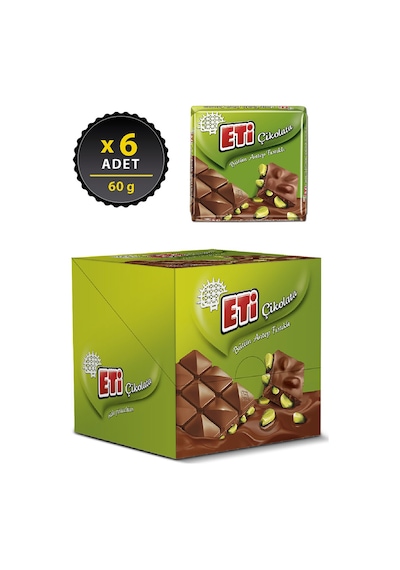 Eti Çikolata Antep Fıstıklı Kare 6 x 60 G