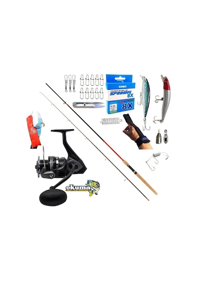 Okuma Wave Power 4000 270cm 10-35gr Red Zoom Maket Balık Spin Olta Takımı Seti