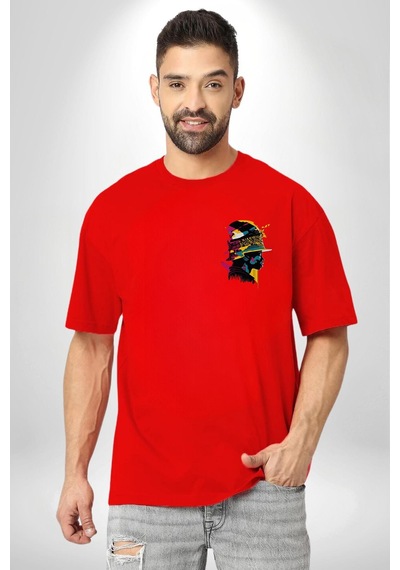 Afrikalı Kadın Sanat Siyahi Kırmızı Oversize Unisex Ön Ve Sırt Baskılı Tişört Kırmızı
