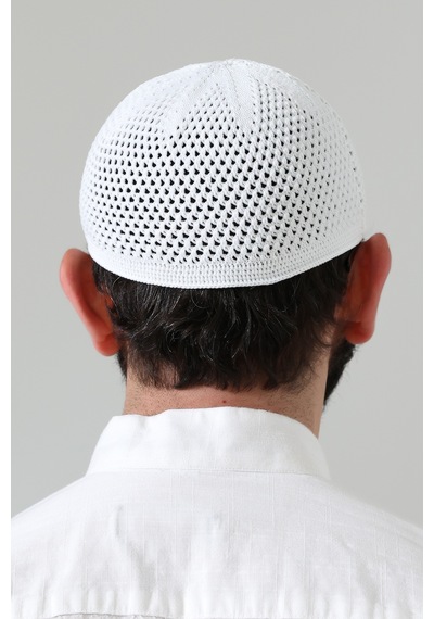 Örme Esnek Orlon Namaz Takke - Beyaz - Smz