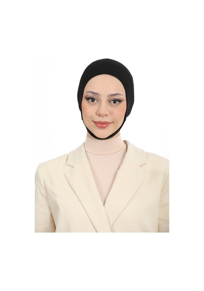 Melodi Scarf Kadın Tesettür Geniş Hacimli Pratik Ense Ve Çene Altından Geçmeli Kaymayan Çeneli Bone Koyu Gri Koyu Gri