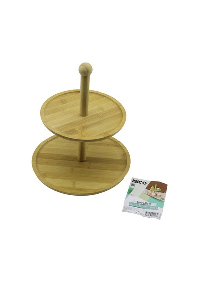 İbico İ22-228 Yuvarlak 2 Katlı Ahşap & Bambu Servis Sunumluk 20cm - 25cm