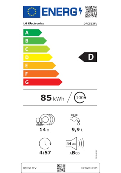 LG DFC513FV 9 Programlı 14 Kişilik Bulaşık Makinesi