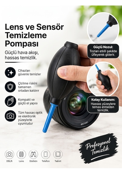 Rabsev Lens Temizleme Pompası Fotoğraf Makinesi, Kamera Ve Objektifler İçin Hava Üfleme Pompası