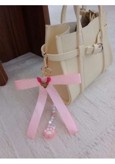 Wisheratelier Pati Temalı Çanta Charmı Beyaz - Pembe