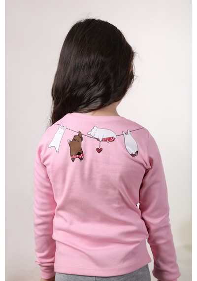 Teenyweenykids Ayıcık Baskı Pijama Takımı Açık Pembe AÇIK PEMBE