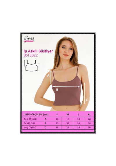 Sensu Kadın Fitilli Kumaş İp Askılı Crop Büstiyer - Bst3022 -haki Hakı