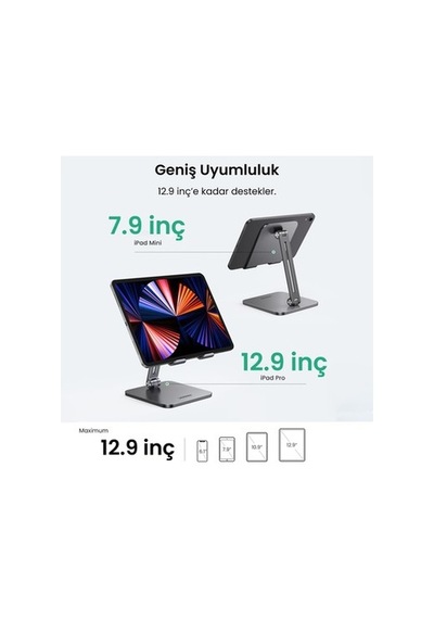 Ugreen Ayarlanabilir Metal Tablet Tutucu Standı, Uzay Grisi -