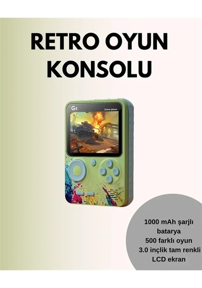 Tv Bağlantılı 500 Oyunlu Mini Gameboy Konsol Çok Renkli
