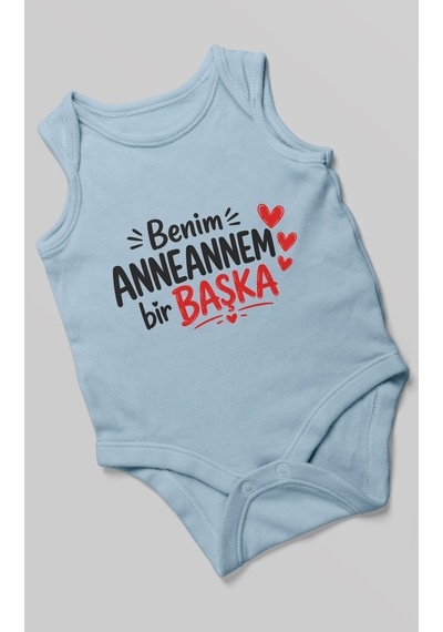 Morivokids Anneannem Bir Başka Sıfır Kollu Bebek Zıbını %100 Pamuk Bebe Mavisi