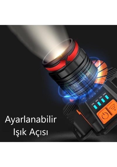10 W 3 Modlu Şarjlı Powerbank Özellikli Kafa Lambası - Yıs-205 Zoomlu Model Diğer