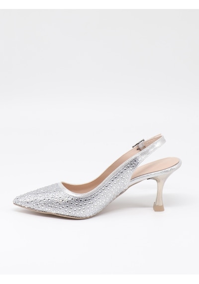 Nesilshoes Nesil Shoes Özma 404 Gümüş Taşlı Topuklu Kadın Stiletto