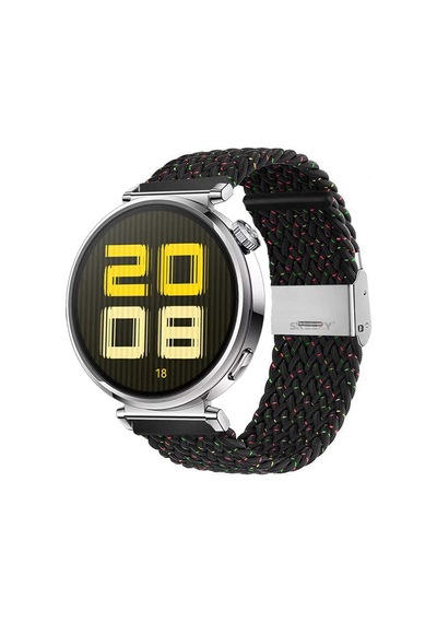 Sneezy Huawei Watch Gt5 41mm İle Uyumlu Metal Klips Solo Fiberlink Kumaş Örgü Kordon
