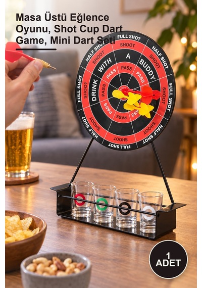 1 Adet Shot Bardaklı Dart Oyunu Masa Üstü Eğlence Oyunu, Shot Cup Dart Game, Mini Dart Seti