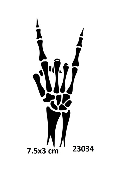 Airbrush Tattoo Rock İşareti İskelet Yapışkanlı Stencil Süsleme Ve Boyama Kalıbı