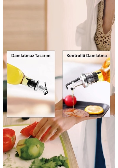 3'lü Kapaklı Yağdanlık Şişe Ucu, Servis Aparatı,şişe Tıpası,damlatmaz Şişe Kapağı,sirkelik,sosluk