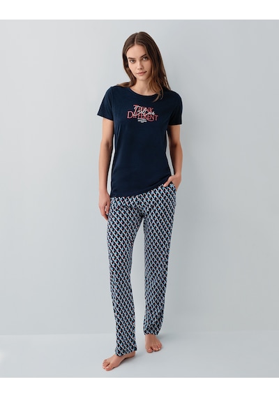 Pierre Cardin 9157 Modal Pamuk Cepli Kısa Kol Kadın Pijama Takımı Lacivert