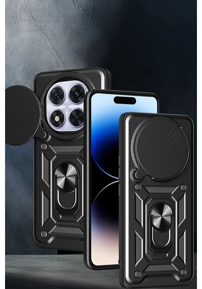Uray Store Xiaomi Redmi Note 14 Pro Plus Kılıf Pars Lens Yüzüklü Silikon - Lacivert