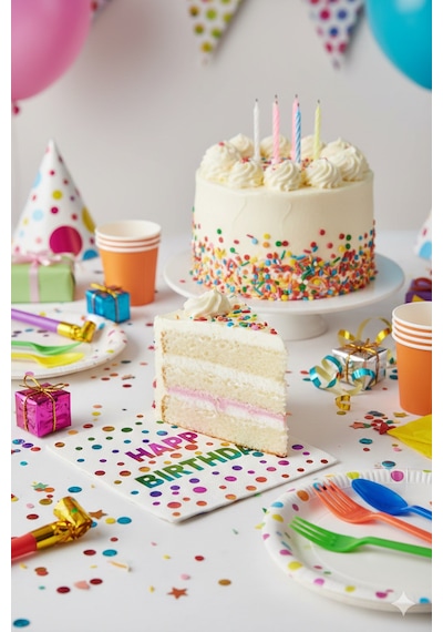 Peçete Varaklı Happy Birthday Yazı Beyaz Üst Rengarenk