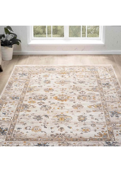 Bej Kahve Soyut Eskitme Desenli Uşak Halı - Ns0253ka Bej - Kahve