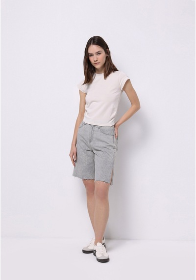 Colins Slim Fit Yuvarlak Yaka Düz Kadın Ekru Kısa Kol Tişört Cl1074571 Q1.v2 Ecr Ekru
