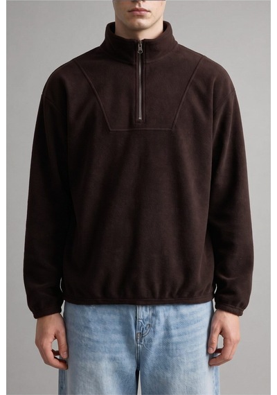 Defacto Yarım Fermuarlı Polar Sweatshirt E8632ax26wnbn337 Kahve-bn337