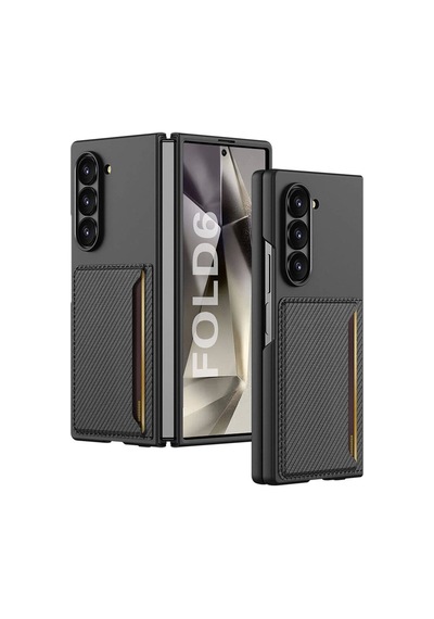 Galaxy Uyumlu Z Fold 6 Karbonfiber Arka Yüzey Redclick Kartlıklı Z-kart Kıpta Sert Kapak