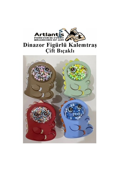 Dinazor Kalemtraş 4 Renk 1 Paket Hazneli Jumbo Kalemtıraş Dinazorlu Standart Kalem Açacağı Sevimli Plastik