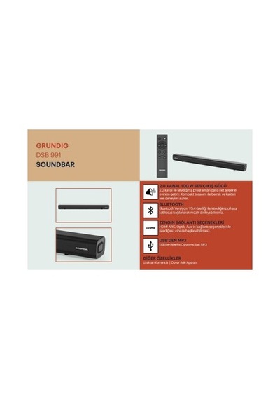 Grundig Dsb991 Soundbar Ev Sinema Sistemi 2.0 Kanal Koyu Siyah Renk Dolby Atmos