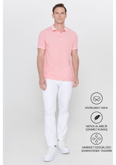 AC&Co / Altınyıldız Classics 4A4820200047PBY3XL Düğmeli Polo Yaka Cepsiz Slim Fit Erkek Tişört Pembe - Beyaz AC&Co / Altınyıldız Classics 4A4820200047PBY3XL Düğmeli Polo Yaka Cepsiz Slim Fit Erkek Tişört Pembe - Beyaz