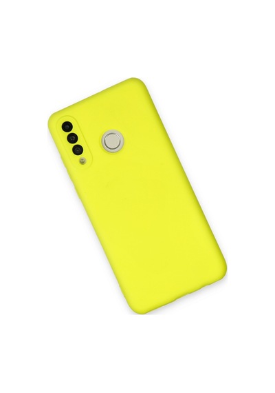 Huawei P30 Lite Uyumlu İçi Kadife Lansman Tasarım Silikon Telefon Kılıfı Sarı