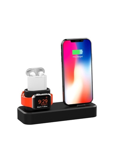 3In1 Apple Uyumlu iPhone+Iwatch+Ipods Silikon Şarj Standı Telefon Tutucu (502868842)