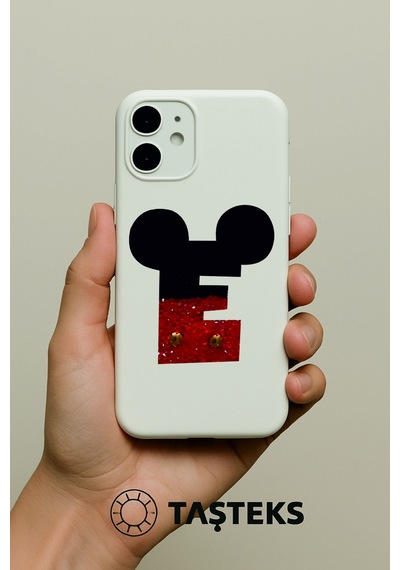 Taşlı Ütülenebilen Veya Sticker Olarak Kullanılabilen ' Mickey E ' Harfi