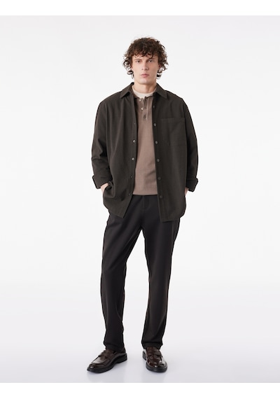 Koton Slim Fit Normal Bel Cepli Kumaş Pantolon Kahverengi 6sam40003hk Kahve