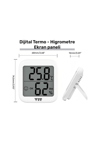 4'lü İç Mekan Dijital Isı Ve Nem Ölçer Beyaz Termometre Wvt17-03 Thermometer