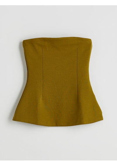 Lcw Vision Haki Straplez Yaka Peplum Bluz