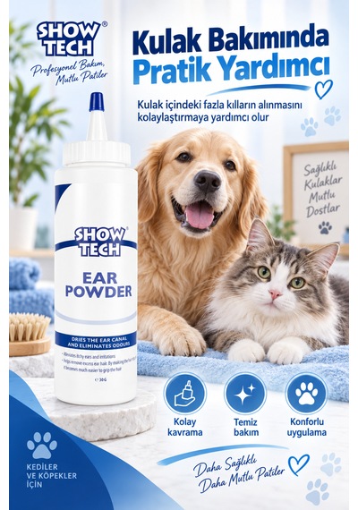 Showtech Kedi Köpek Kulak Kılı Almayı Kolaylaştırıcı Pudra 30 Gr