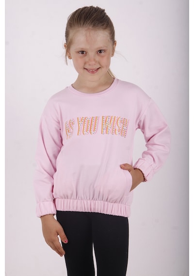 Toontoy Kız Çocuk You Wish Baskılı Sweatshirt Açık Pembe