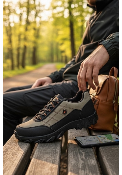 Enoch Erkek Vizon Siyah Waterproof Outdoor Trekking Ve Doğa Yürüyüş Ayakkabısı Vizon - Siyah
