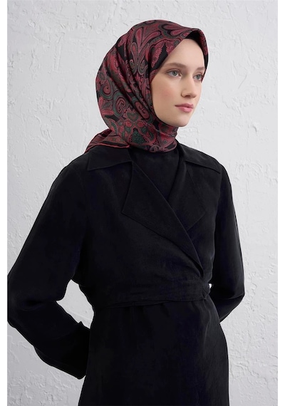 Armine Sura İpek Eşarp Siyah Pembe