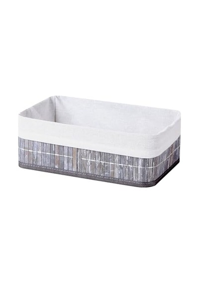 Deconox Bambu Çok Amaçlı Saklama Kutusu Düzenleyici Büyük Boy Organizer, Dekoratif Bambu Düzenleyici Gri 33x23x12cm