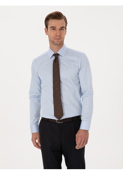 Cacharel Açık Mavi Slim Fit %100 Pamuk Klasik Gömlek Denım