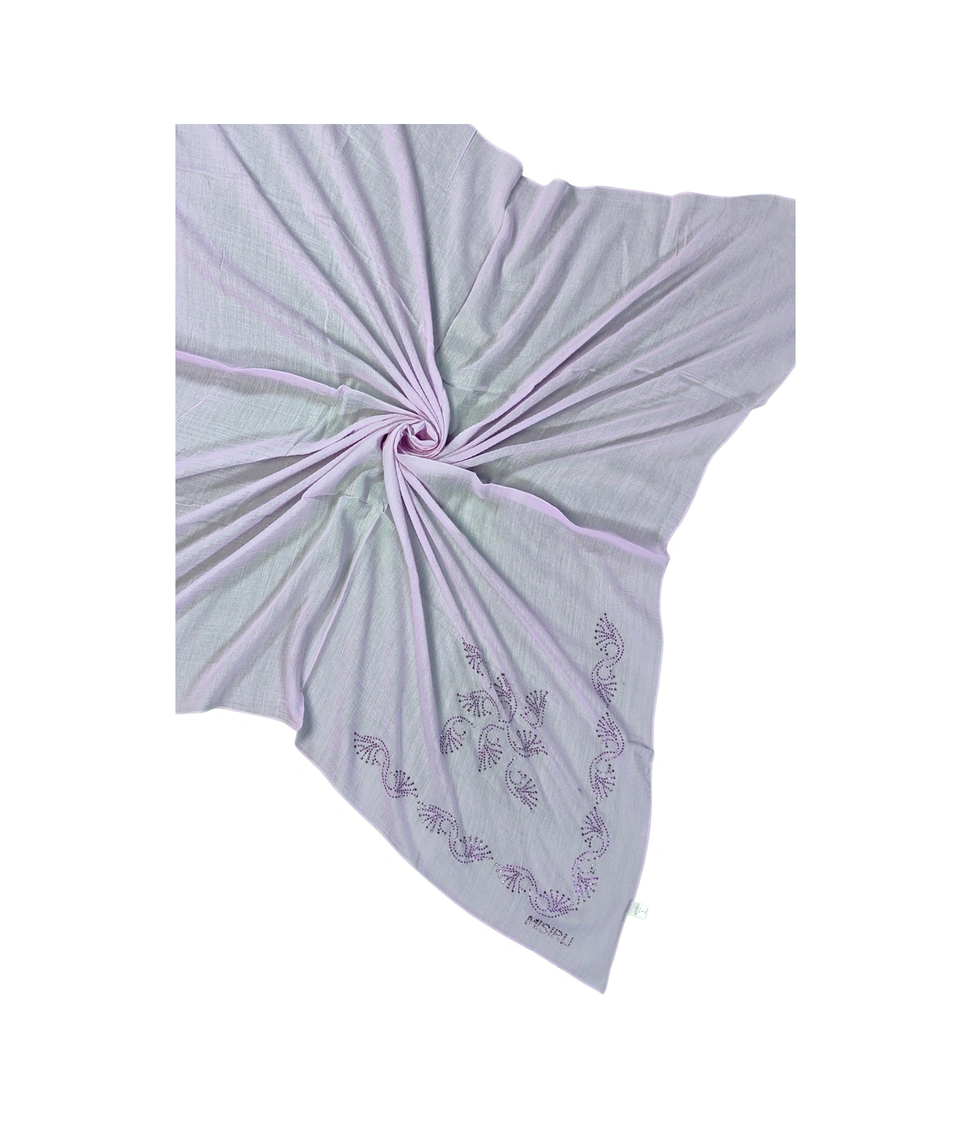 Mim Eşarp Mısırlı Eşarpları Taşlı Pamuklu Yazma Eşarp - 100x100 Cm Açık Lila